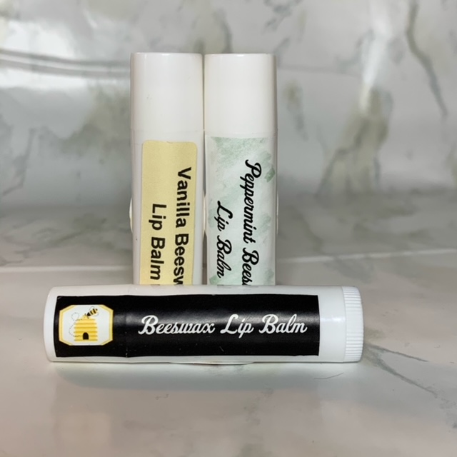 Beeswax Lipbalm made with coconut oil. Available in three flavour options - original, vanilla, or peppermint.