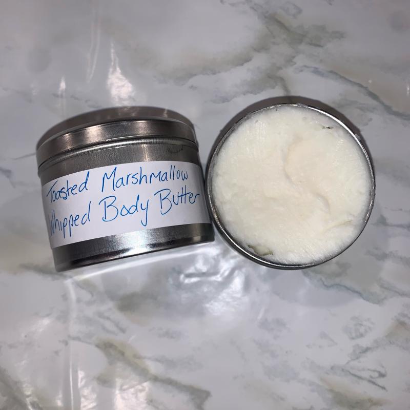 Hand-whipped body butter made with natural ingredients in 6oz tins!